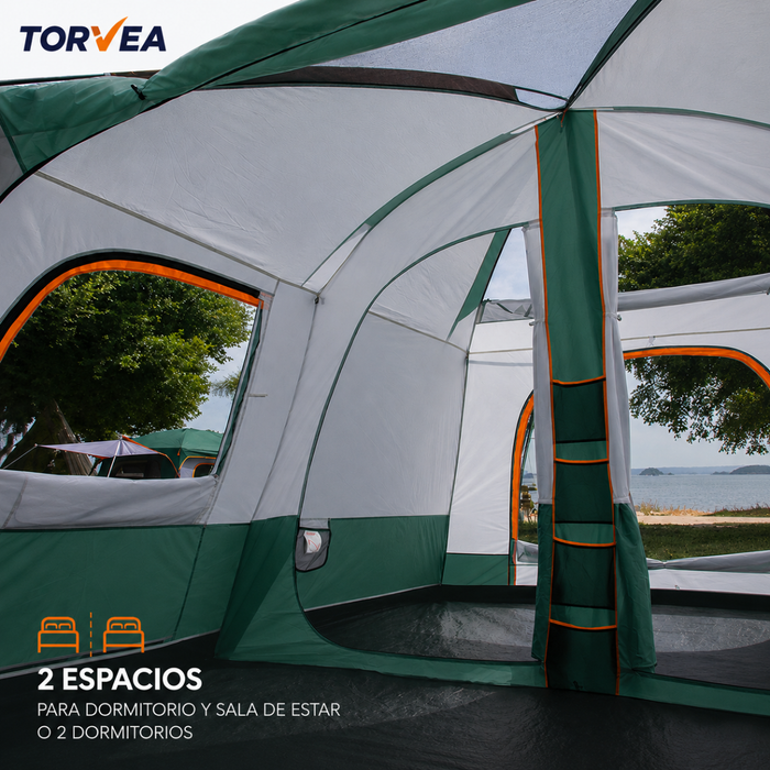 Carpa Camping Tienda Familiar 8 A 12 Personas Impermeable Verde