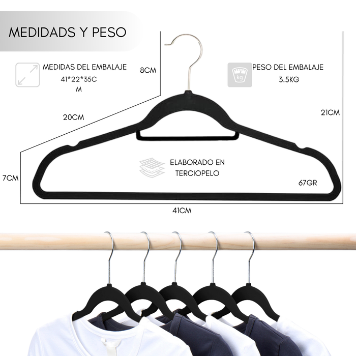 Colgadores De Ropa Ganchos Set 60u Terciopelo Antideslizante