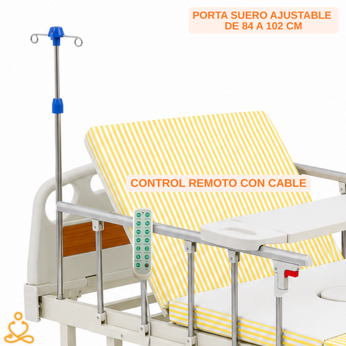 Cama Clínica Catre Eléctrico 260Kg Colchón Bandeja y Control