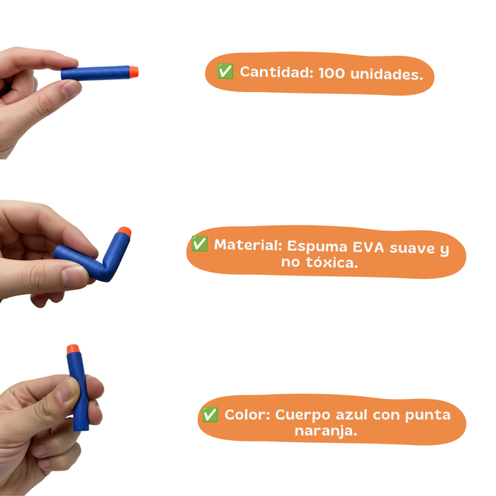 100 Dardos Juego De Dardo Tipo Nerf N-strike Bala Respuesto