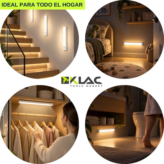 Luz Led Barra Magnética Sensor Movimiento Recargable 20 Cm