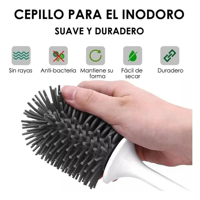 Escobilla De Limpieza De Baño De Silicona Con Soporte