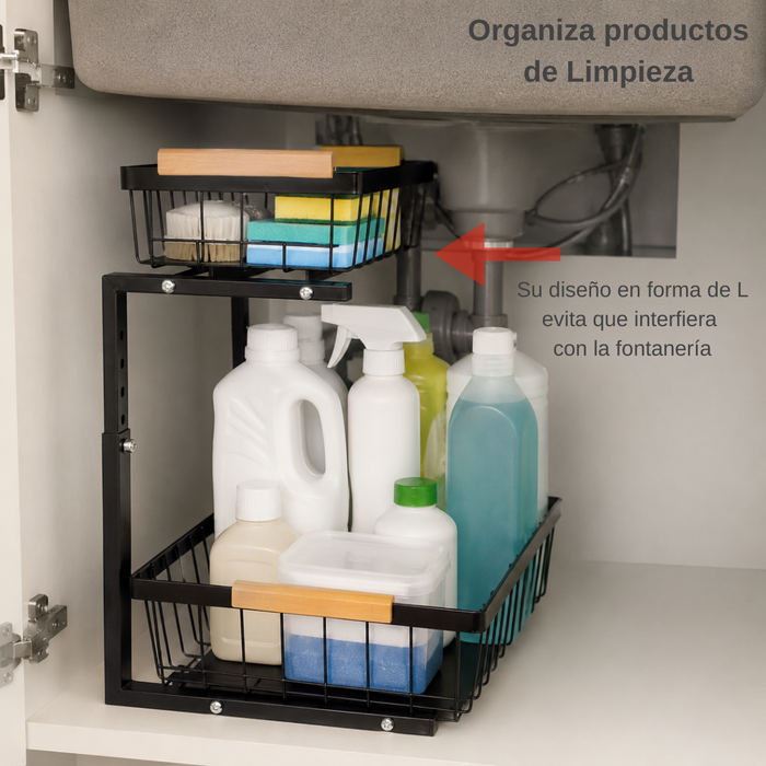 Organizador Estante Lavaplatos Deslizante 2 Niveles Multiuso