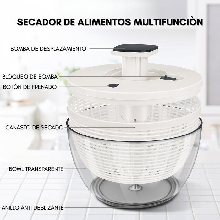 Secador De Verduras Centrifuga Lechuga Multifunción 6l