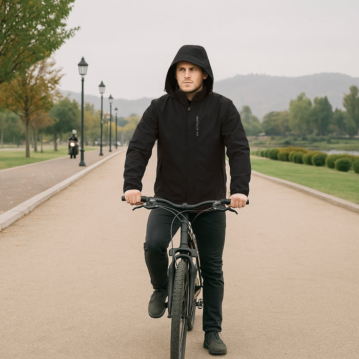 Chaqueta Corta Viento Termica Impermeable Outdoor Hombre Cierre Con Gorro