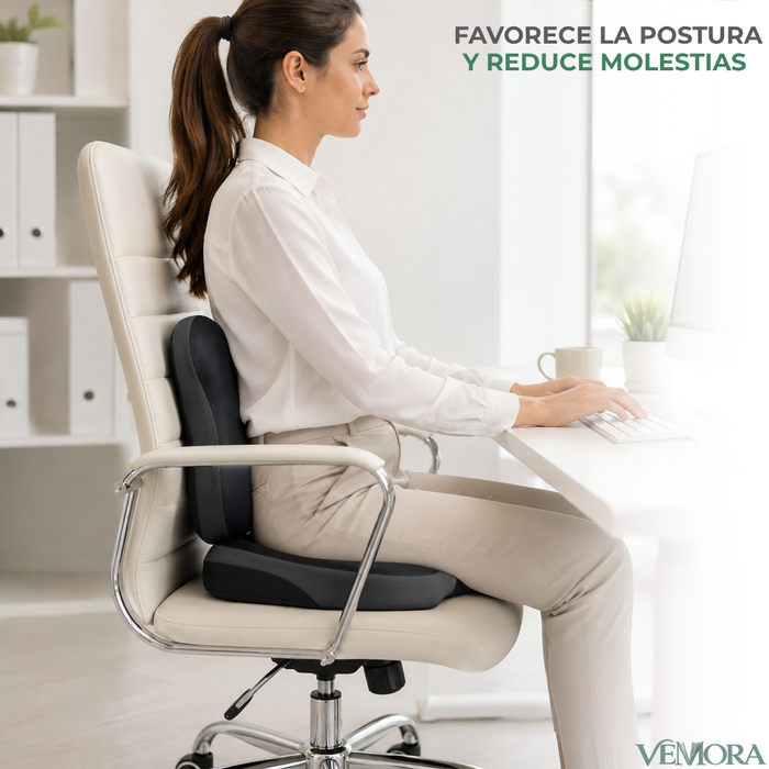 Set Cojín Lumbar Ergonómico Y Asiento Silla Oficina Auto