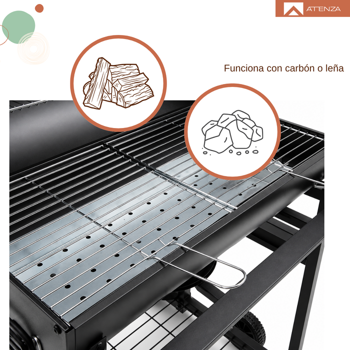 Parrilla Móvil Acero Inoxidable Con Ruedas Tipo Barril Negro