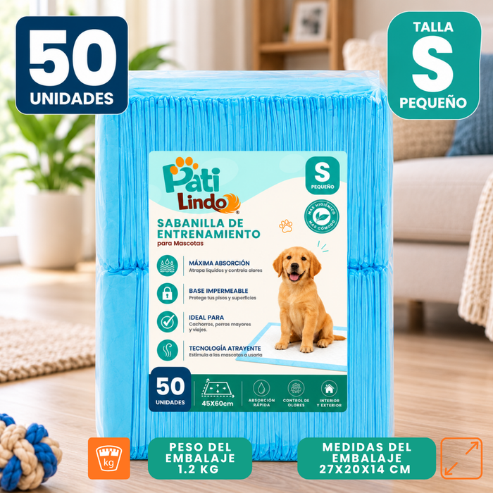 50 Pañales Sabanillas Entrenamiento Absorbentes Mascota Perros 60x45cm