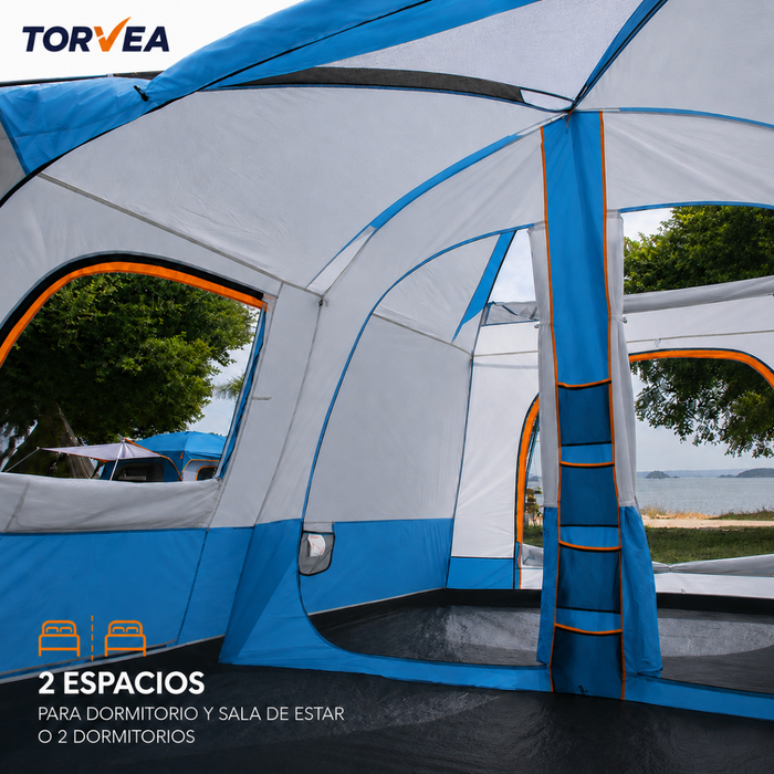 Carpa Camping Tienda Familiar 8 A 12 Personas Impermeable Azul