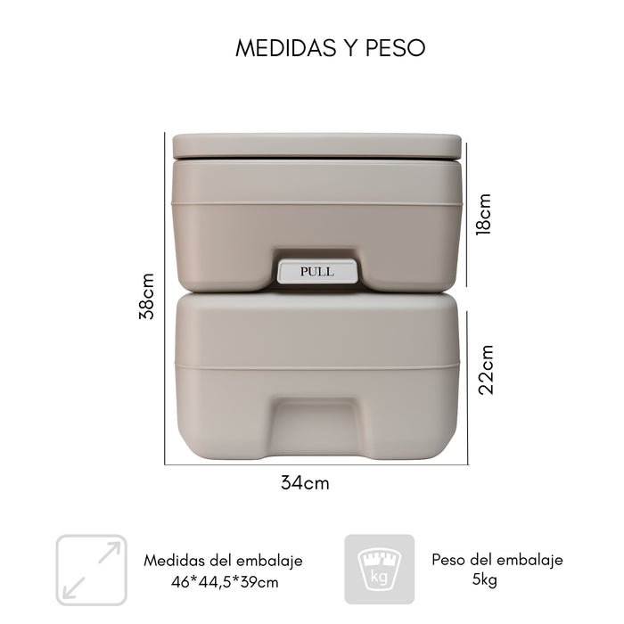 Baño Químico Portátil 20 Litros Reusable Camping Outdoor