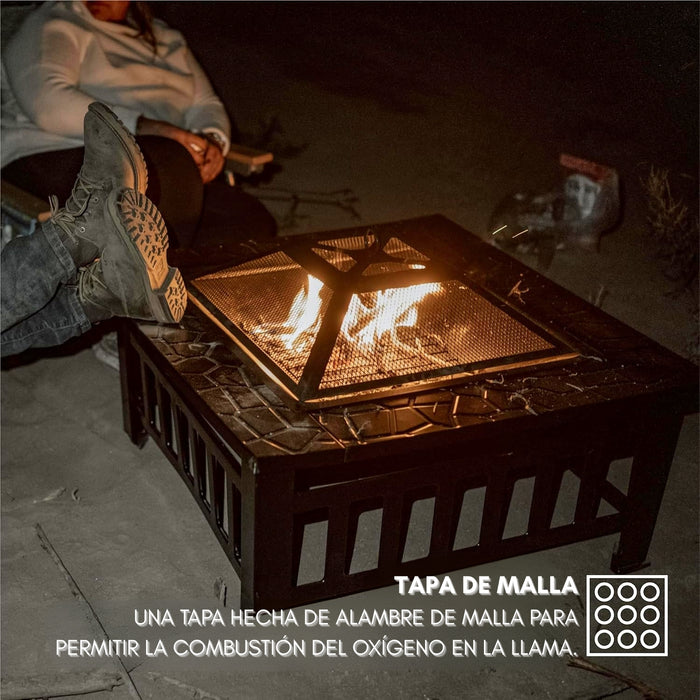 Brasero Parrilla Premium Para Leña O Carbón Con Tapa 3 En 1