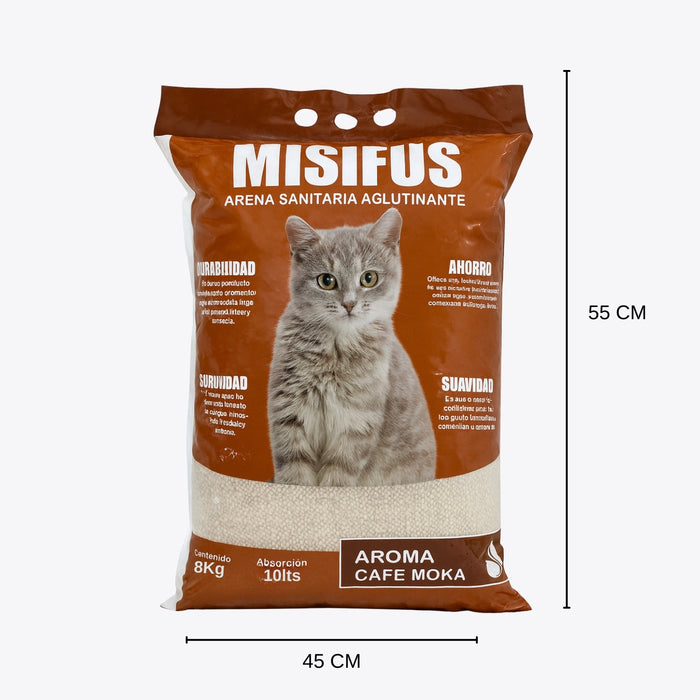Arena Sanitaria Aglutinante Misifus 8kg Aroma Cafe Moka