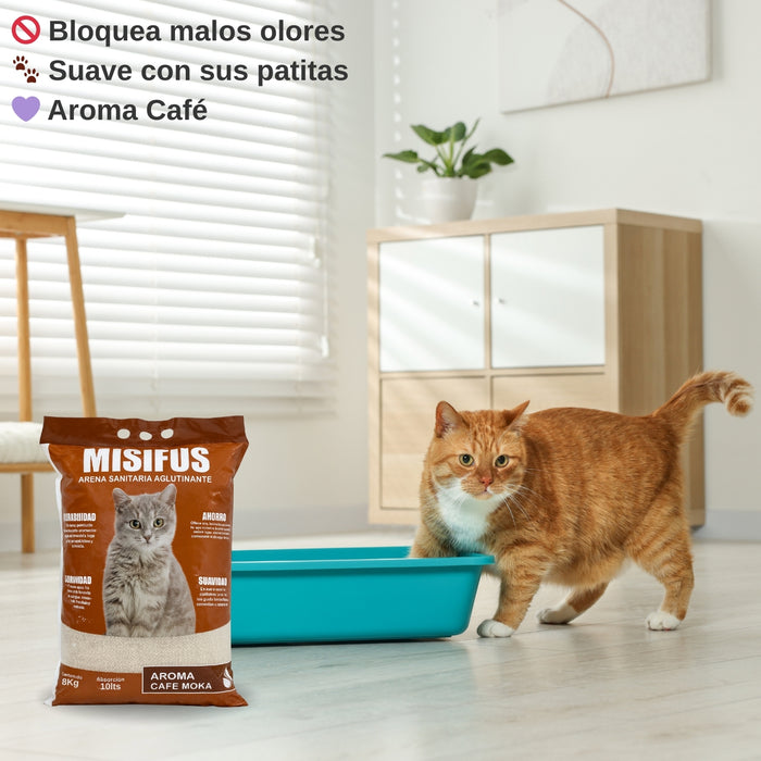 Arena Sanitaria Aglutinante Misifus 8kg Aroma Cafe Moka