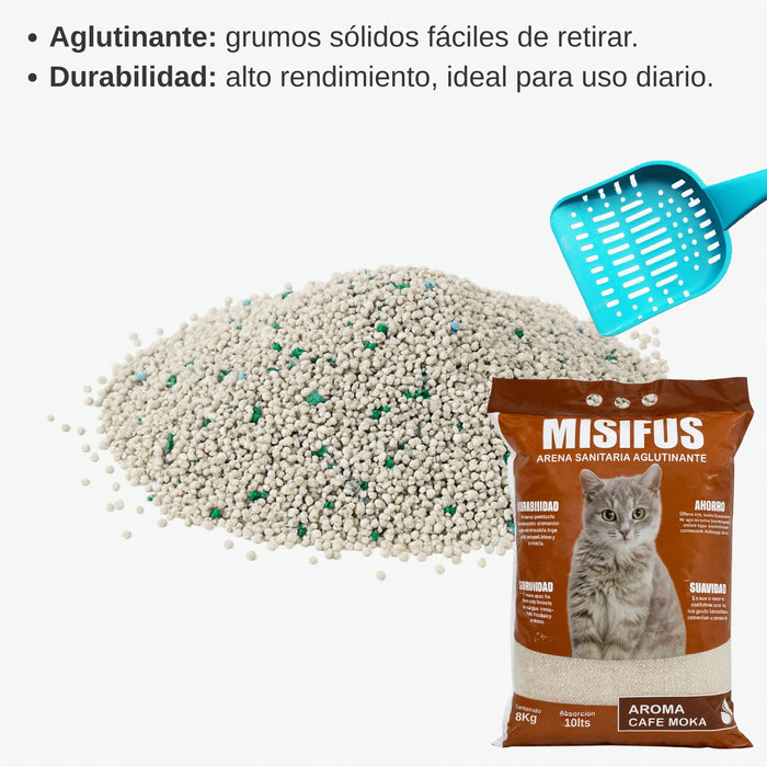 Arena Sanitaria Aglutinante Misifus 8kg Aroma Cafe Moka