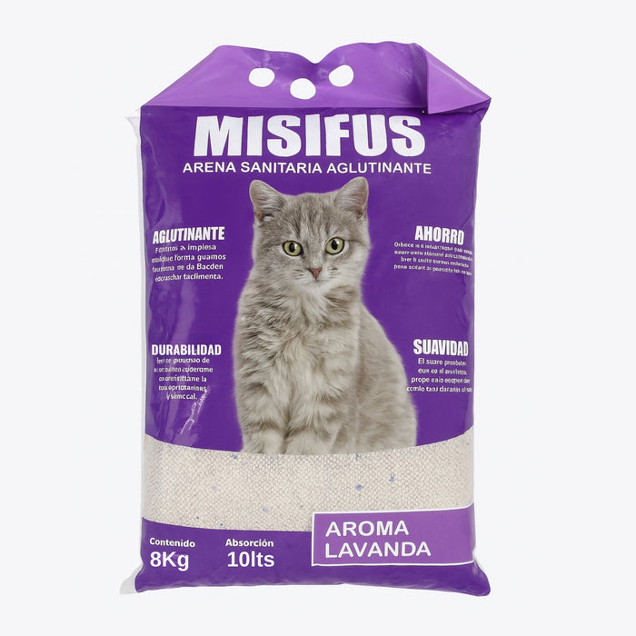 Arena Sanitaria Aglutinante Misifus 8kg Aroma Lavanda