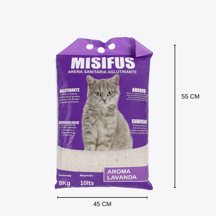 Arena Sanitaria Aglutinante Misifus 8kg Aroma Lavanda