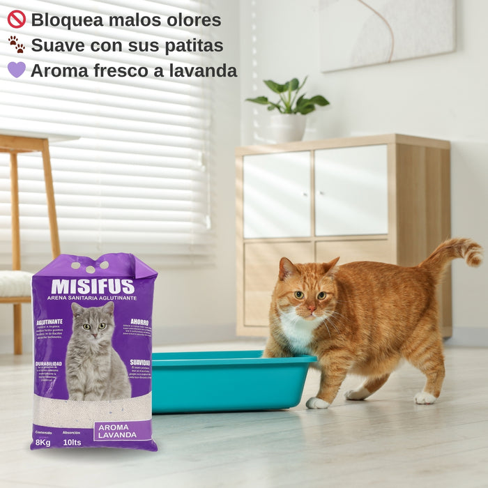 Arena Sanitaria Aglutinante Misifus 8kg Aroma Lavanda