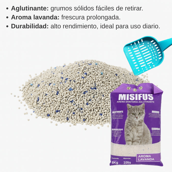 Arena Sanitaria Aglutinante Misifus 8kg Aroma Lavanda