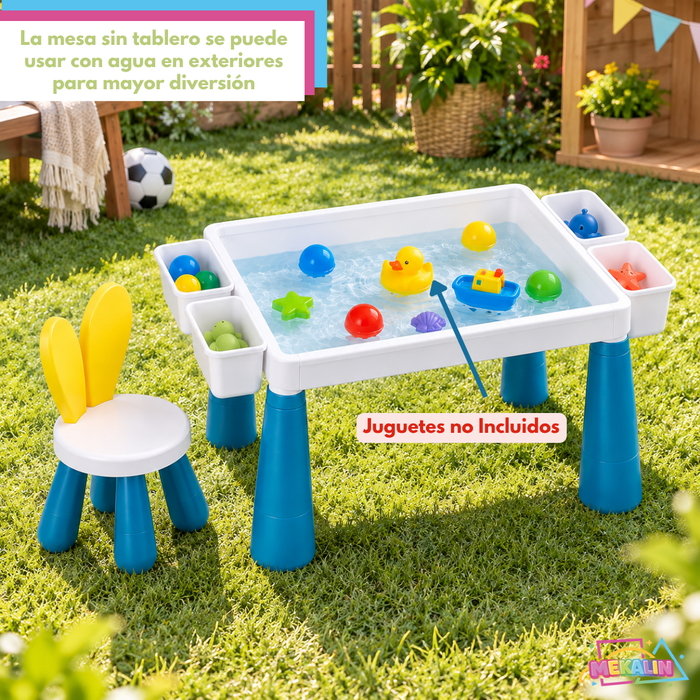 Mesa Didáctica Infantil 2 Sillas Bloques De Construcción