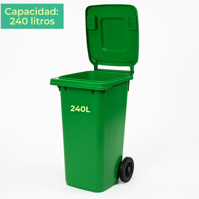 Basurero Contenedor De Basura 240l Verde Con Tapa Y Ruedas