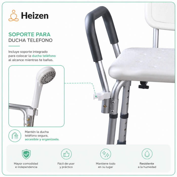 Silla Baño Ducha 3 En 1 Soporte Antideslizante Agarradera