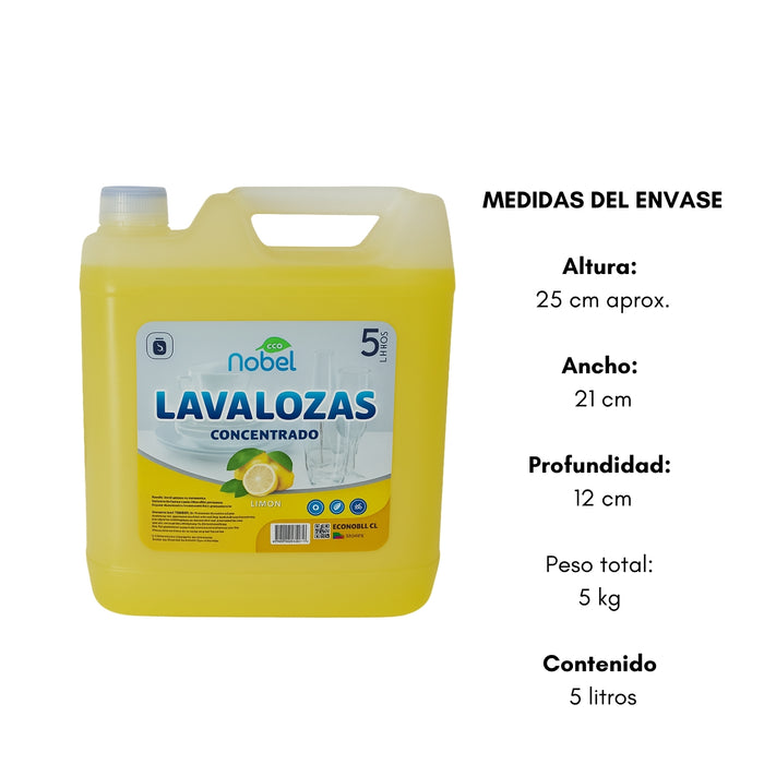 Lavalozas Lavaplatos Industrial Concentrado Detergente Lavaloza 5 Litros Eco Nobel