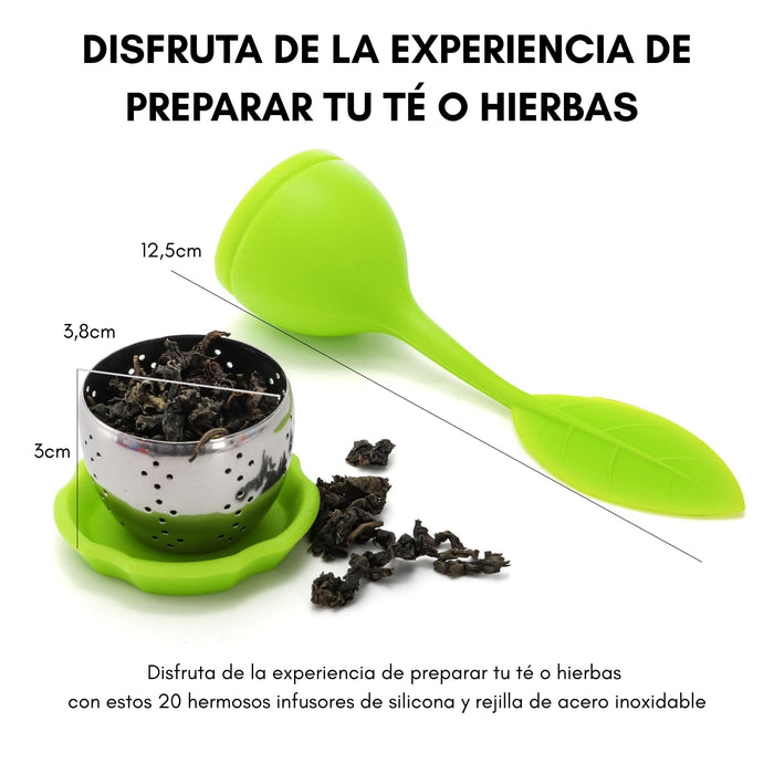 20 Infusores De Silicona Y Cero Inoxidable Para Té O Hierbas