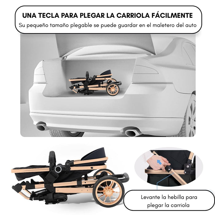 Carreola Cuna Moisés Con Accesorios Negro
