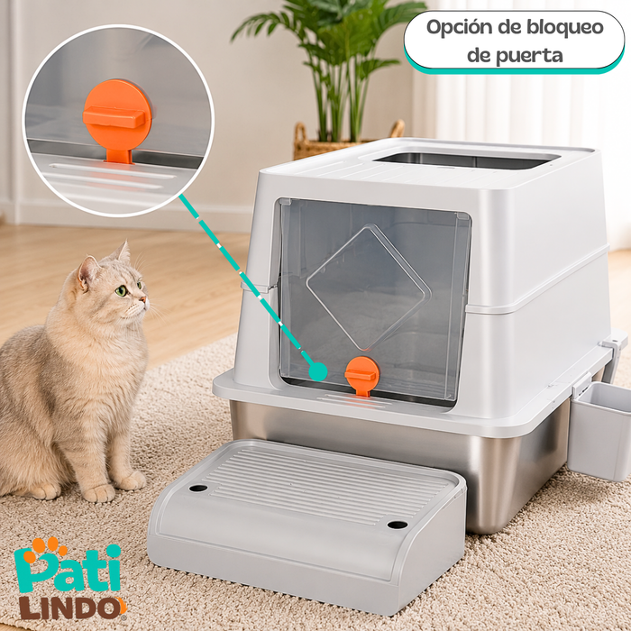 Arenero Acero Inoxidable Para Gatos Extragrande Con Pala
