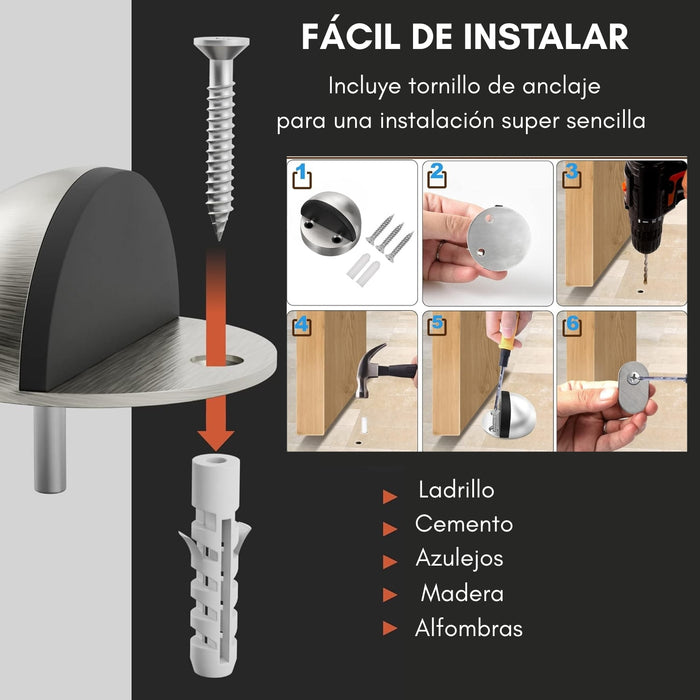 Tope De Puerta Niquel Media Luna Satinado