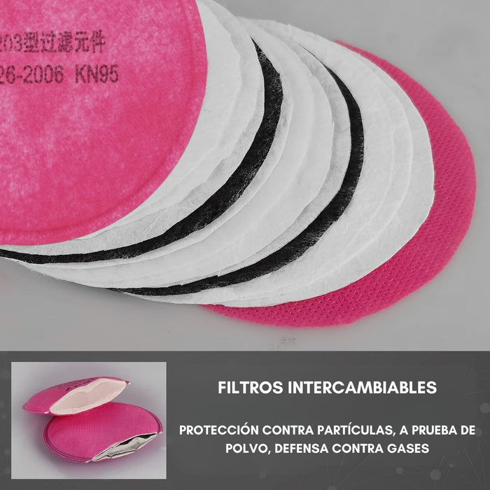Mascara Respirador Reutilizable Antipolvo Quimicos 4 Filtros