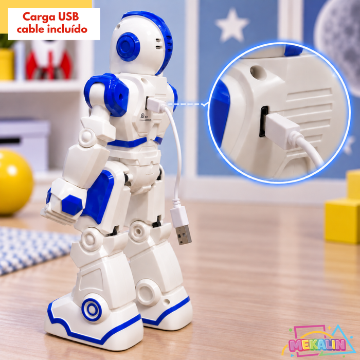Robot Inteligente Juguete Niños Control Remoto Luz sonido Programable Con Sensor De Gestos Movimiento Visor LED Música Baile Batería Recargable