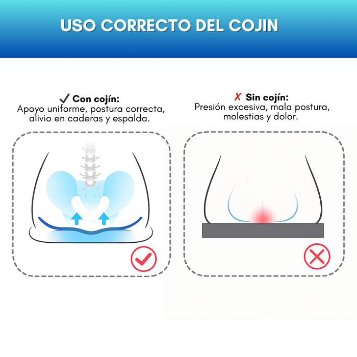 Cojín Ortopédico Ergonómico Alivio Dolor Coxis Lumbar