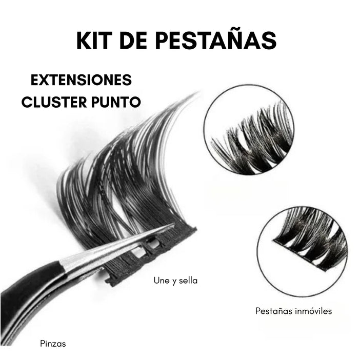 Kit Pestañas Racimo 40 C 8-16 Mm Extensiones Cluster Punto