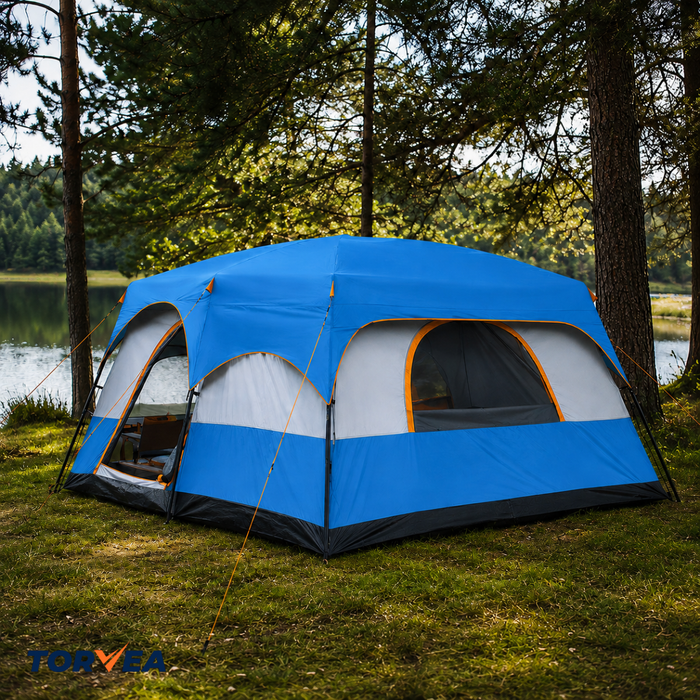 Carpa Camping Tienda Familiar 8 A 12 Personas Impermeable Azul