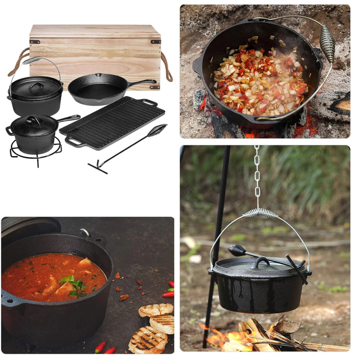 Juego De Ollas Y Sartenes Para Acampar De Hierro