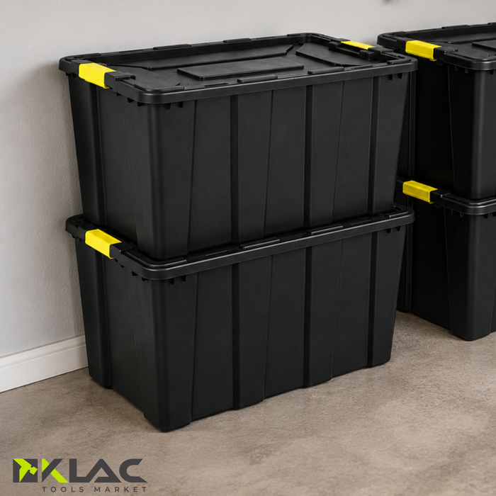 Pack 2 Caja Plástica Organizadora Baul 100 Litros Con Tapa Multiuso