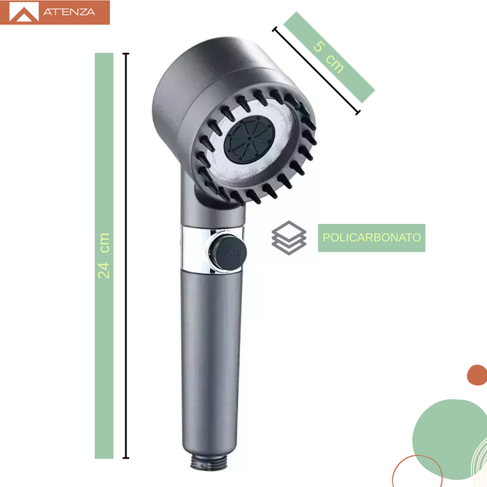 Kit Cabezal Ducha Teléfono Manguera 1,5mt Flexible Ajuste 3 Velocidades Alta Presión Gris