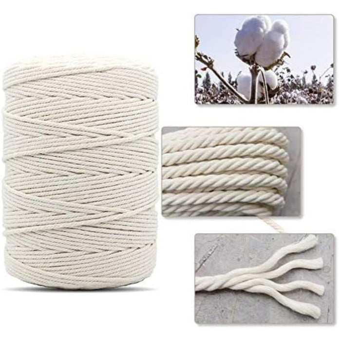 Cordón Macramé Peinado 3mm 300 Metros 1kg 100% Algodón Crudo