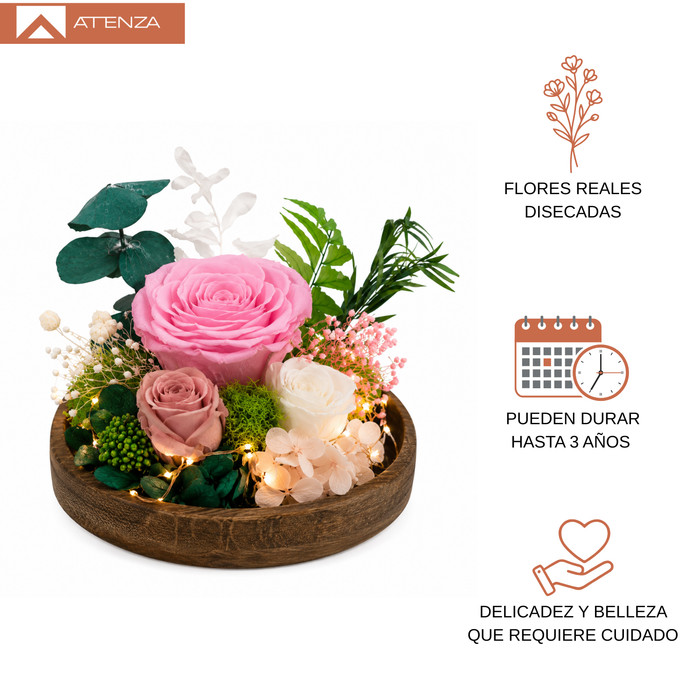 Rosas Eternas Flores Artificiales Decoracion Hogar Luz Led