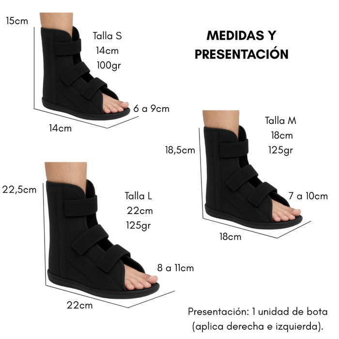 Bota Ortopedica Inmovilizadora Corta Tobillo Ambidiestra Para Ninos y Niñas
