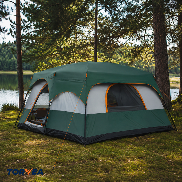 Carpa Camping Tienda Familiar 8 A 12 Personas Impermeable Verde