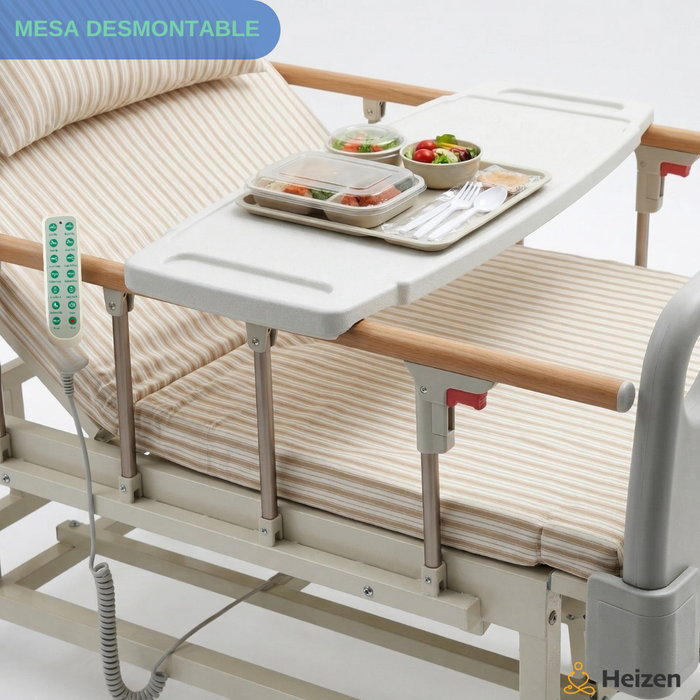 Cama Clínica Catre Eléctrico 260Kg Colchón Bandeja y Control