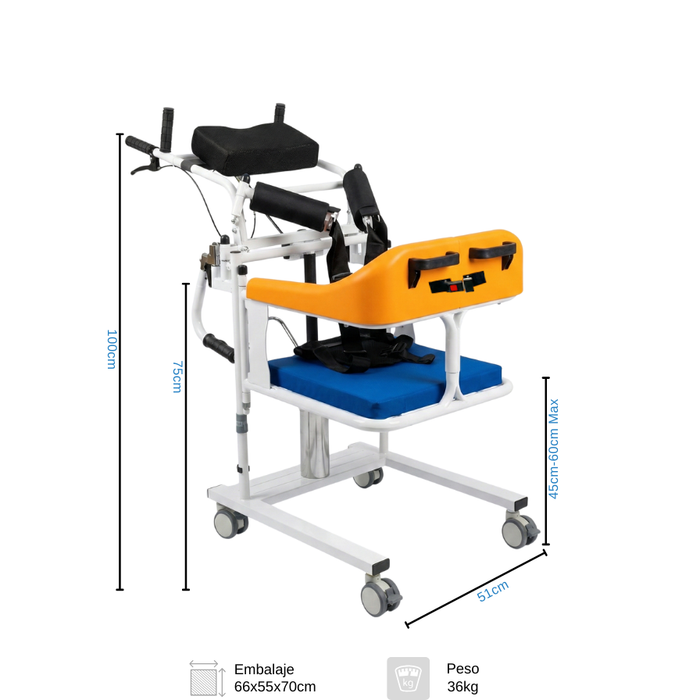 Silla Hidráulica Transferencia Paciente Baño Ducha Orinal WC