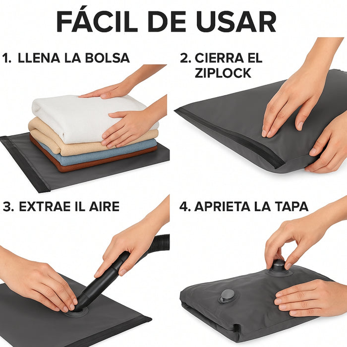 Bolsa Organizadora Al Vacio Viaje Comprime Ahorra Espacio