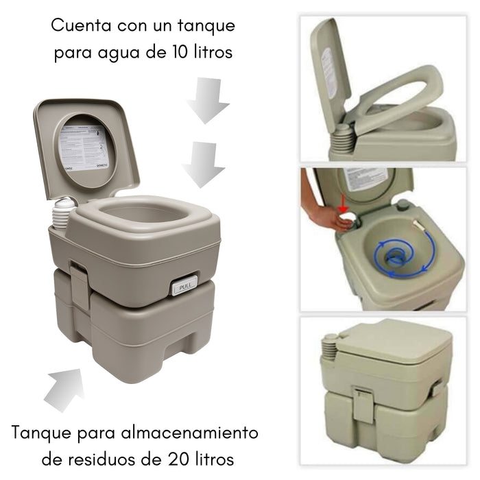 Baño Químico Portátil 20 Litros Reusable Camping Outdoor
