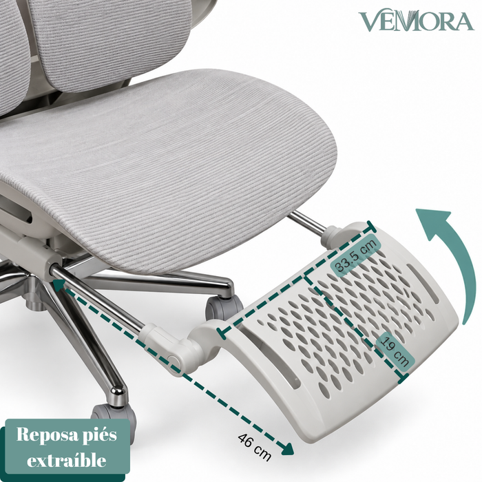 Silla Ergonómica Reclinable Con Soporte Lumbar Y Reposapiés