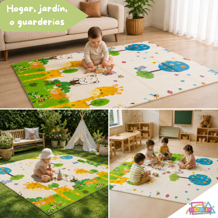 Alfombra Antigolpes Plegable Para Bebés 200x180 Reversible