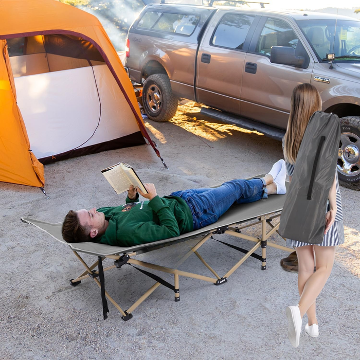 2 Catre Cama De Campaña Camping Plegable Portátil Sencilla Gris Oscuro