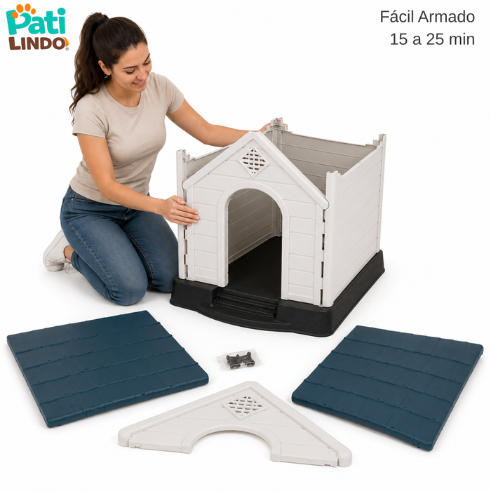 Casa Para Perro Mediano Exterior Resistente Impermeable
